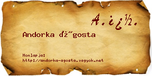 Andorka Ágosta névjegykártya